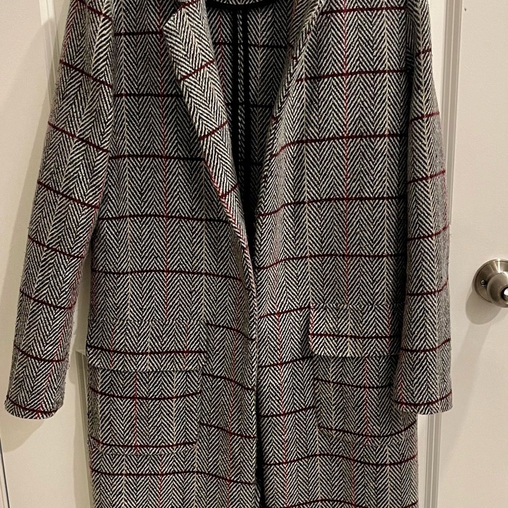 Stylish Gray and Red Women's Coat